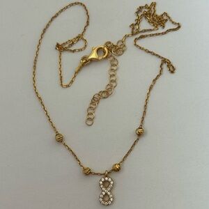 925 Silver infinity necklace 18k yellow gold plated